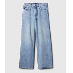 GAP Baggy Mid Rise SuperSoft Light Indigo Wash Blue Jeans 32/14 R/S Baggy Fit